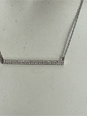 4/$100 Silver Bar Necklace with Pavé Crystals - Silver